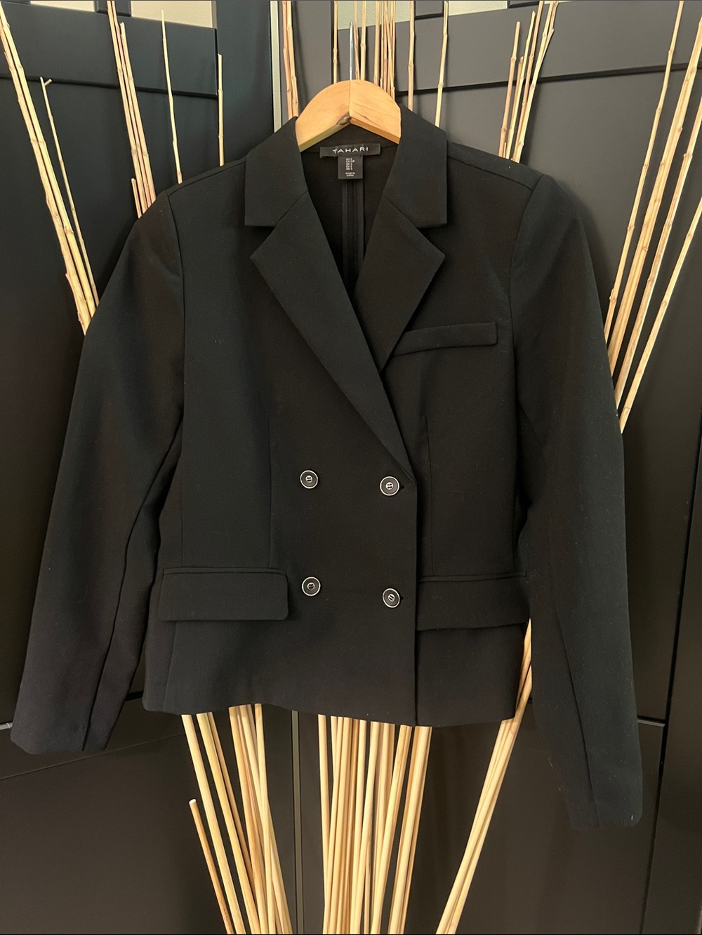 Tahari Black Double-Breasted Tailored Blazer